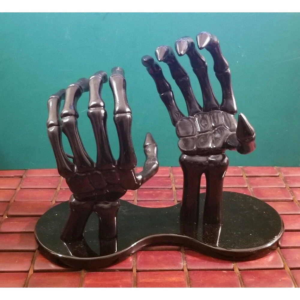 Halloween Hyde & Eek Black Skeleton Hands Wine Bottle Holder 10.5